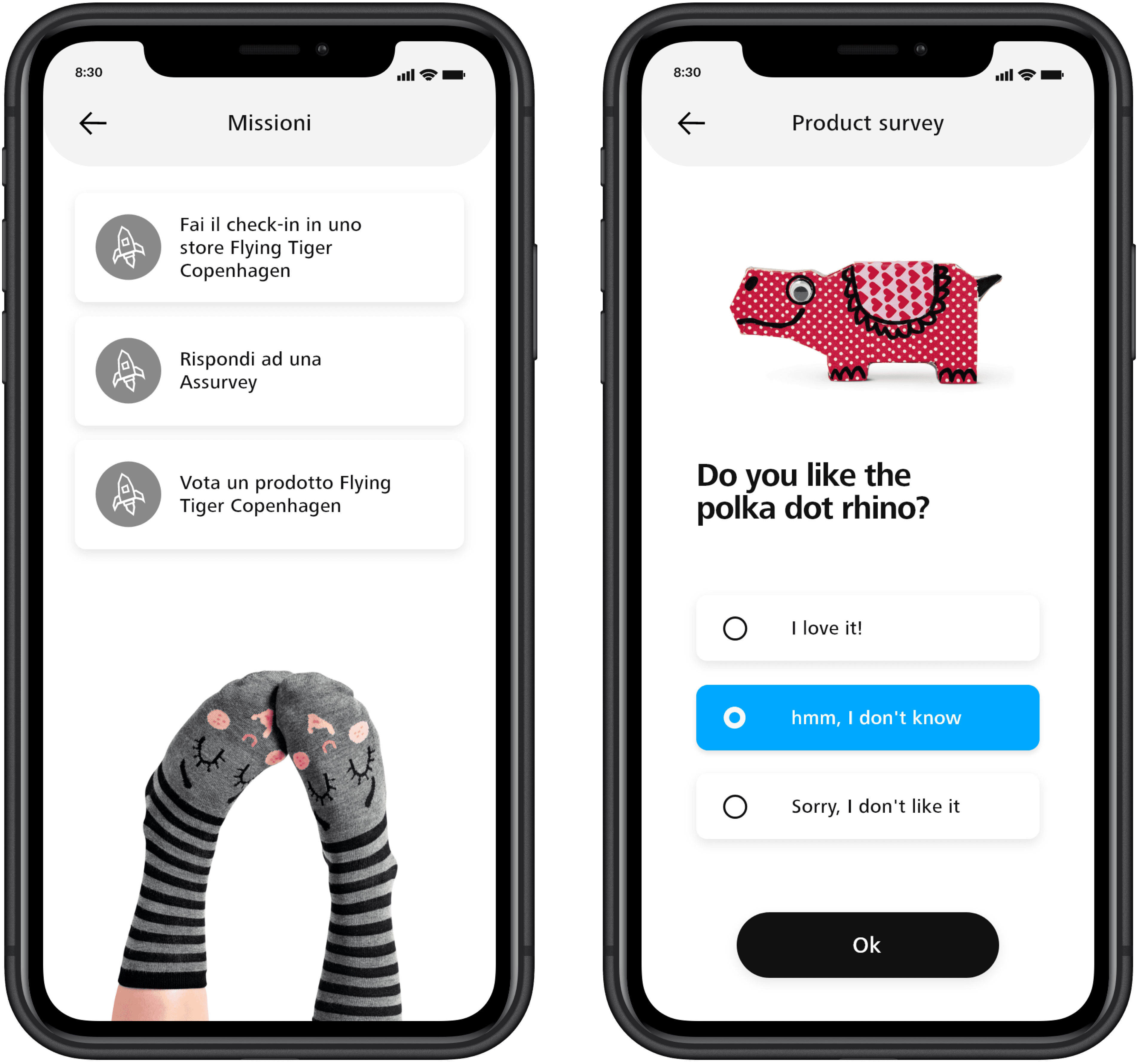 Flying Tiger app screens